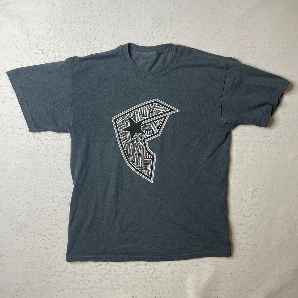 Famous Stars and‎ Straps Mens Graphic T-Shirt Charcoal Gray Large F Logo Tee